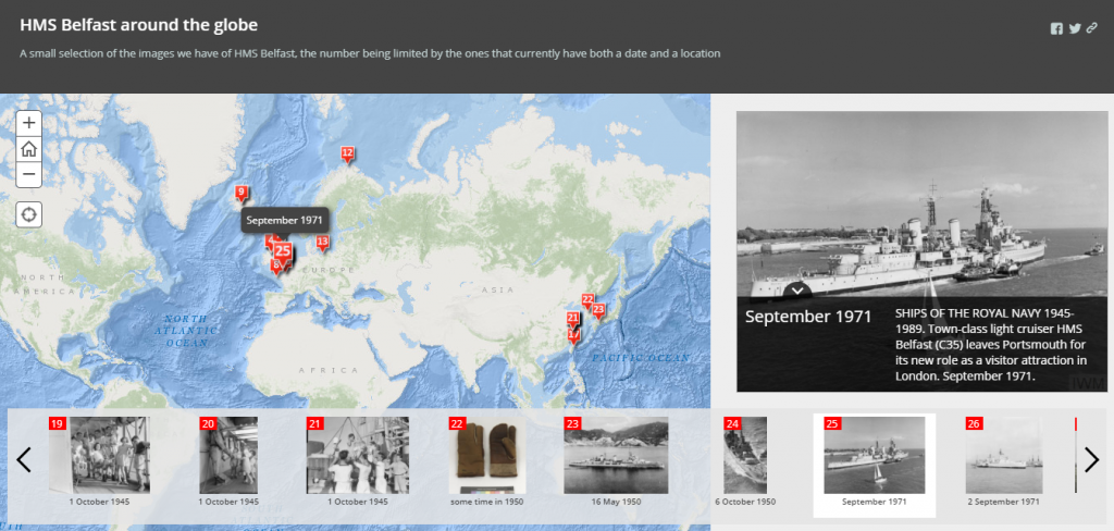 Screenshot of Storymaps site with HMS Belfast