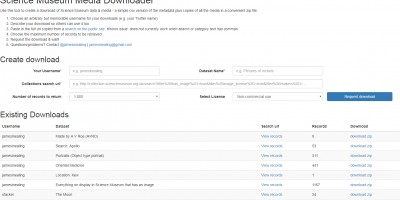 Science Museum Media Downloader interface