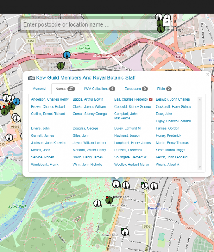 War Memorials Map