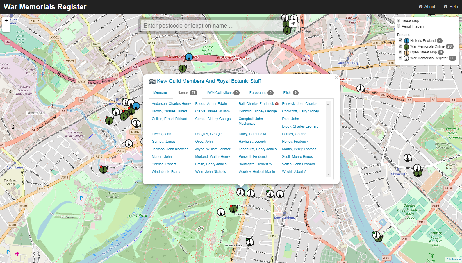 War Memorials Map