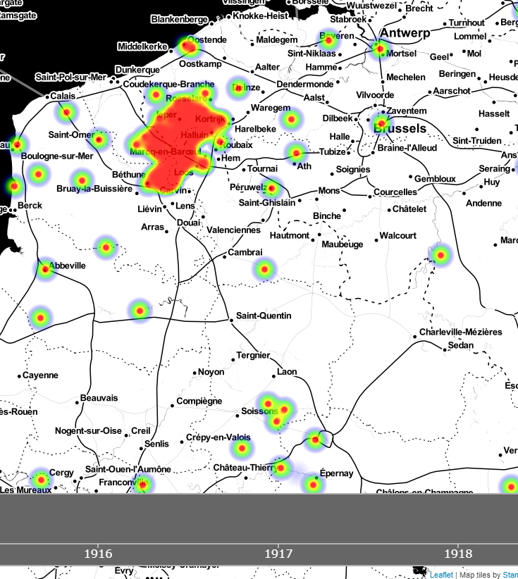 Animated map of First World War Casualties