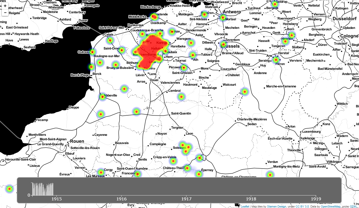 Animated map of First World War Casualties